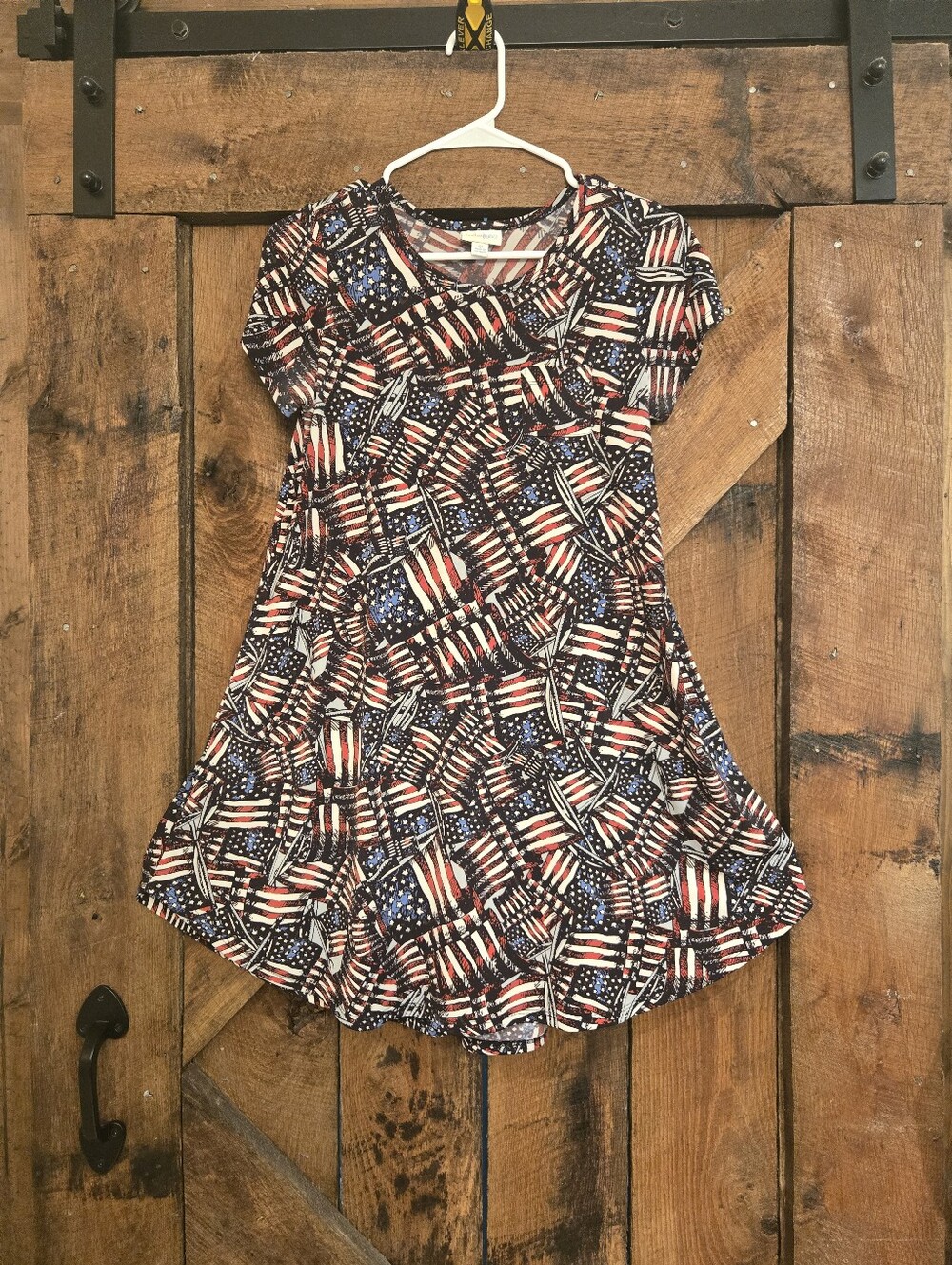 LuLaRoe Girls' Flag Print Dress - Red, White & Blue